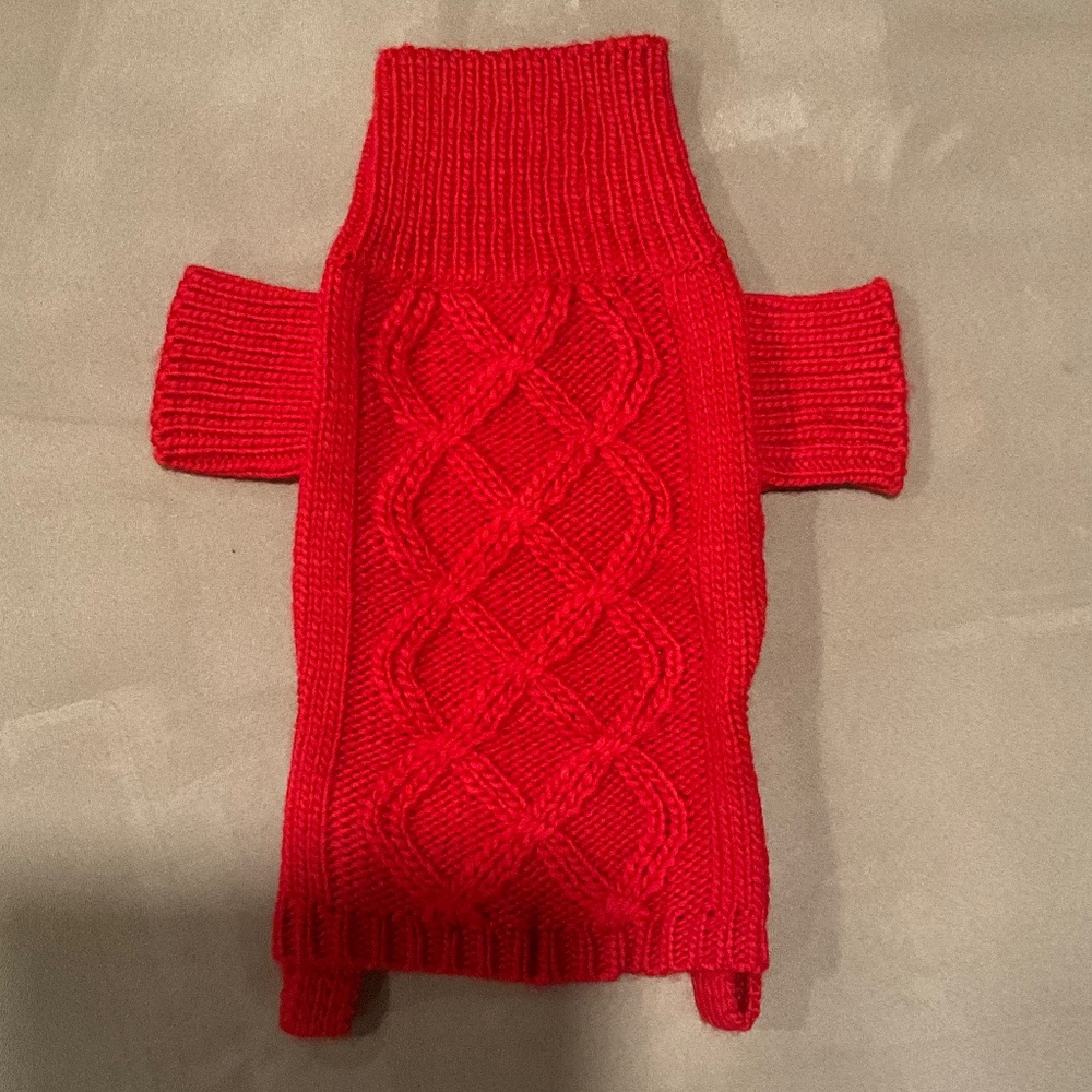 Woof Wear Cable Knit Turtleneck Dog Sweater, Red, 12-in (M)